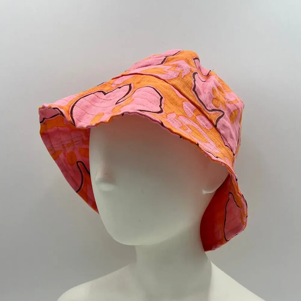 Faithful The Brand Linen Bucket Hat Paraiso Floral Pink Orange